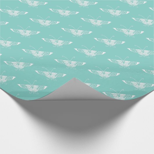 Gestormde Deco-vlinder - robin's oegblauw Cadeaupapier (Hoek)