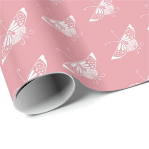 Gestormde Deco-vlinder - shell roze Cadeaupapier