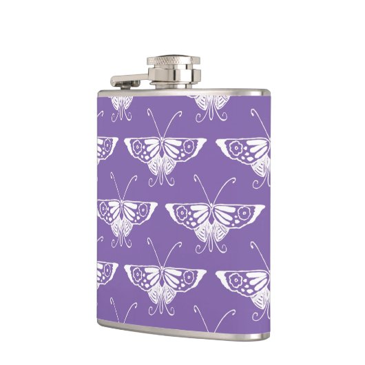 Gestormde Deco-vlinder - stoffig lila Heupfles (Links)