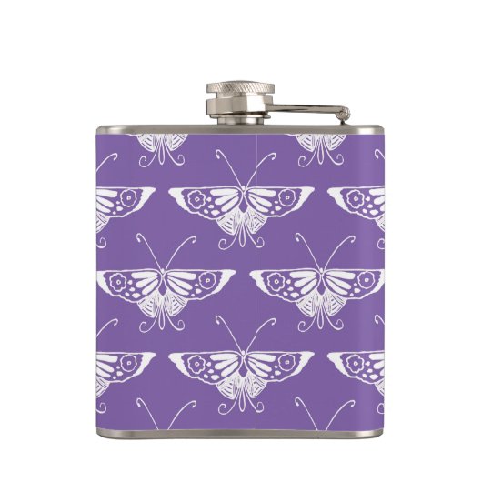 Gestormde Deco-vlinder - stoffig lila Heupfles (Achterkant)