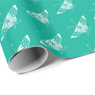 Gestormde Deco-vlinder - turquoise Cadeaupapier