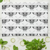 Gestormde Deco-vlinder - wit en zwart Theedoek (Gevouwen)