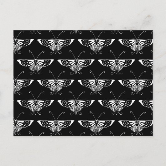 Gestormde Deco-vlinder - zwart-wit Briefkaart (Voorkant)