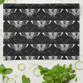Gestormde Deco-vlinder - zwart-wit Theedoek (Gevouwen)