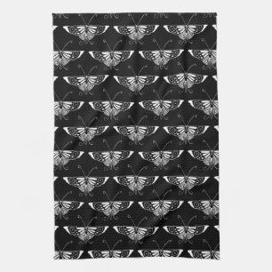 Gestormde Deco-vlinder - zwart-wit Theedoek