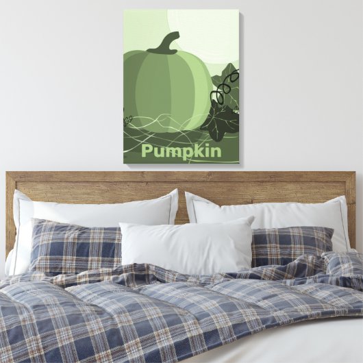 Gestormde groene pompoennaherfstcanvas afdrukken (Insitu (Slaapkamer))