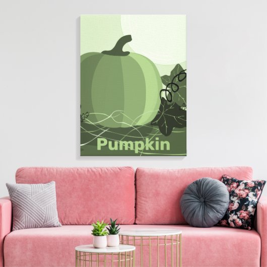 Gestormde groene pompoennaherfstcanvas afdrukken (Insitu (Woonkamer))