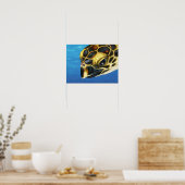 Gestormde Hawksbill Zee Turtle Poster (Keuken)