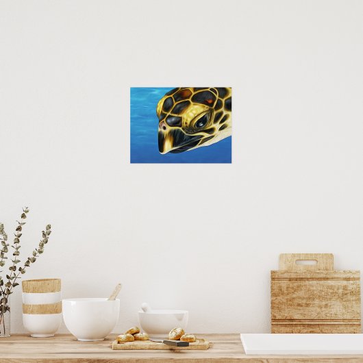 Gestormde Hawksbill Zee Turtle Poster (Keuken)
