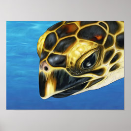 Gestormde Hawksbill Zee Turtle Poster