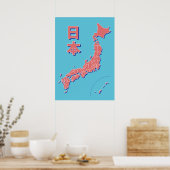 Gestormde Kaart van Japan Poster (Keuken)