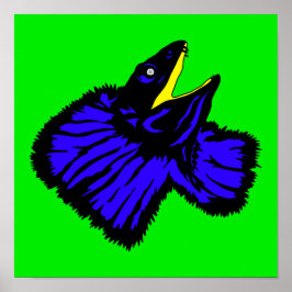 Gestormde Neon Blue Frilled-nekhagedis Poster