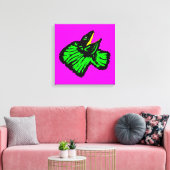 Gestormde Neon Green Frilled-nek hazard Canvas Afdruk (Insitu (Woonkamer))