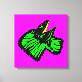 Gestormde Neon Green Frilled-nek hazard Canvas Afdruk