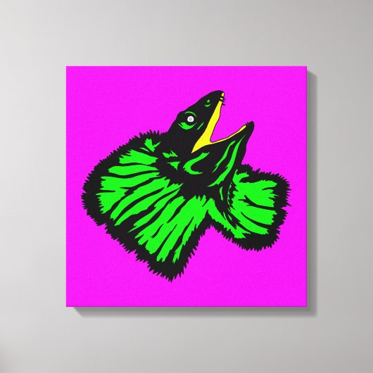 Gestormde Neon Green Frilled-nek hazard Canvas Afdruk (Voorkant)