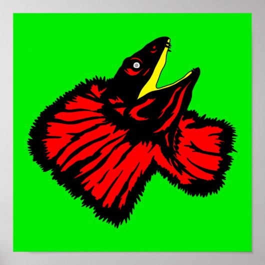 Gestormde Neon Red Frilled-nekhagedis Poster (Voorkant)