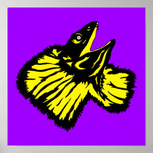 Gestormde Neon Yellow Frilled-nek hazard Poster