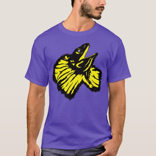 Gestormde Neon Yellow Frilled-nek hazard T-shirt (Voorkant)
