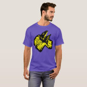 Gestormde Neon Yellow Frilled-nek hazard T-shirt (Voorkant volledig)