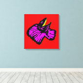 Gestormde neonroze nekhagedis canvas afdruk (Insitu (Houten vloer))