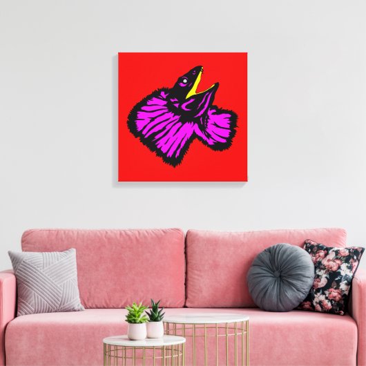 Gestormde neonroze nekhagedis canvas afdruk (Insitu (Woonkamer))