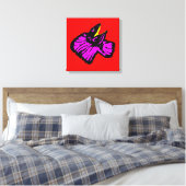 Gestormde neonroze nekhagedis canvas afdruk (Insitu (Slaapkamer))