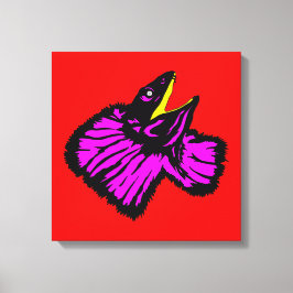 Gestormde neonroze nekhagedis canvas afdruk