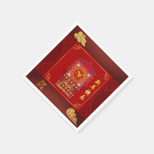 Gestormde palanquin Chinees rattenjaar 2020 PPN Servet (Hoek)