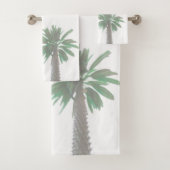 Gestormde palmboom Pastel Green Tropical Bad Handdoek (Insitu)