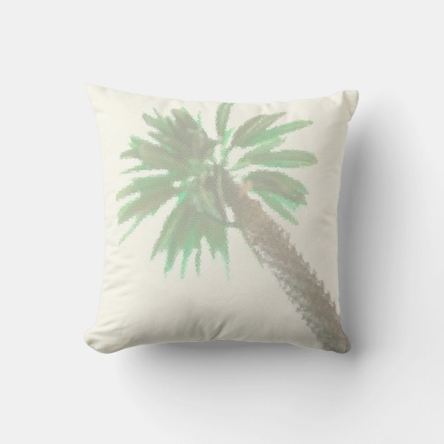 Gestormde palmboom Pastel Green Tropical Kussen (Voorkant)