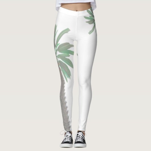 Gestormde palmboom Pastel Green Tropical Leggings (Voorkant)