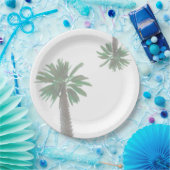 Gestormde palmboom Pastel Green Tropical Papieren Bordje (Feest)