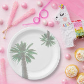 Gestormde palmboom Pastel Green Tropical Papieren Bordje (Feest)