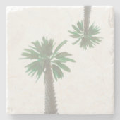 Gestormde palmboom Pastel Green Tropical Stenen Onderzetter (Voorkant)