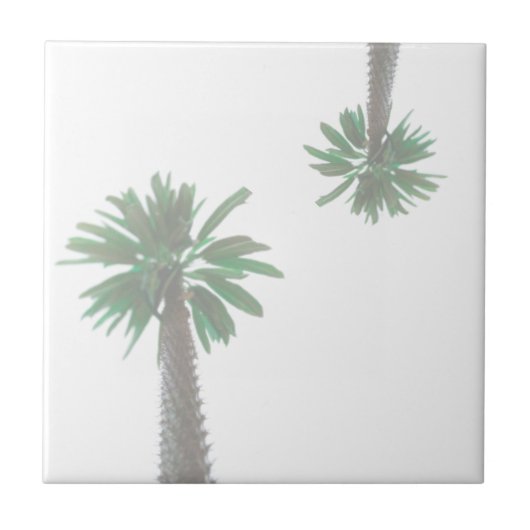 Gestormde palmboom Pastel Green Tropical Tegeltje (Voorkant)