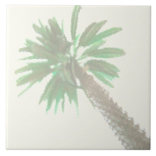 Gestormde palmboom Pastel Green Tropical Tegeltje (Voorkant)