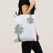 Gestormde palmboom Pastel Green Tropical Tote Bag (Dichtbij)