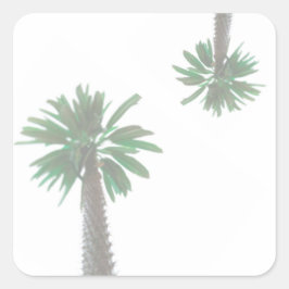 Gestormde palmboom Pastel Green Tropical Vierkante Sticker