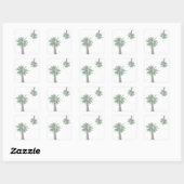 Gestormde palmboom Pastel Green Tropical Vierkante Sticker (Vel)