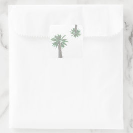Gestormde palmboom Pastel Green Tropical Vierkante Sticker