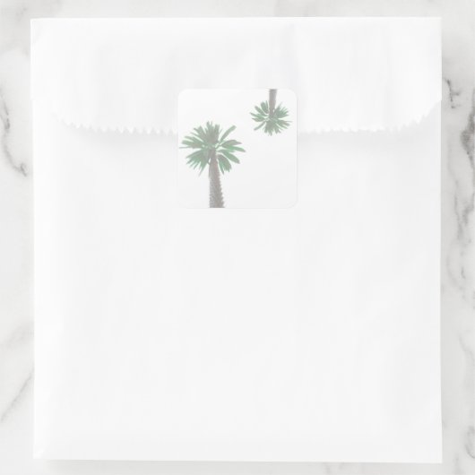 Gestormde palmboom Pastel Green Tropical Vierkante Sticker (Tas)