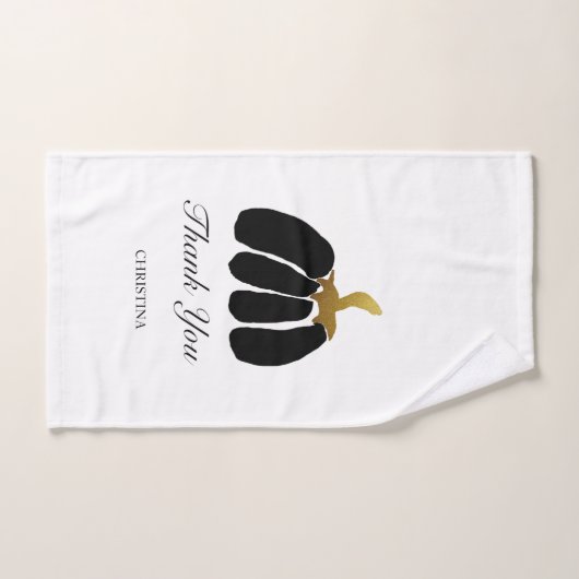 Gestormde pompoenen in zwart, wit en goud handdoek (Handdoek)