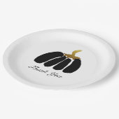 Gestormde pompoenen in zwart, wit en goud papieren bordje (Gekanteld)