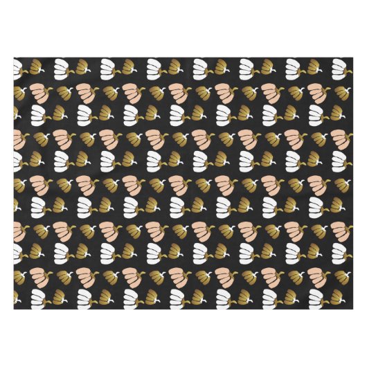 Gestormde pompoenen in zwart, zwart, wit en goud tafelkleed (Voorkant (Horizontaal))