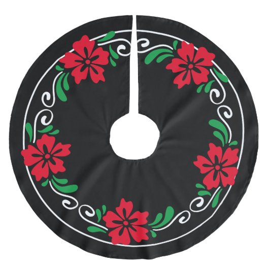 Gestormde rode hibiscus, felle kerstmis kerstboom rok (Voorkant)