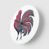 Gestormde rode rooster - boerderijdieren. Wood Wal Ronde Klok (Hoek)