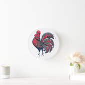 Gestormde rode rooster - boerderijdieren. Wood Wal Ronde Klok (Huis)