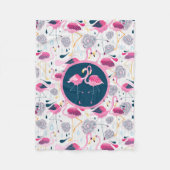 Gestormde tropische bloemen en roze flamingos-patr fleece deken (Voorkant)