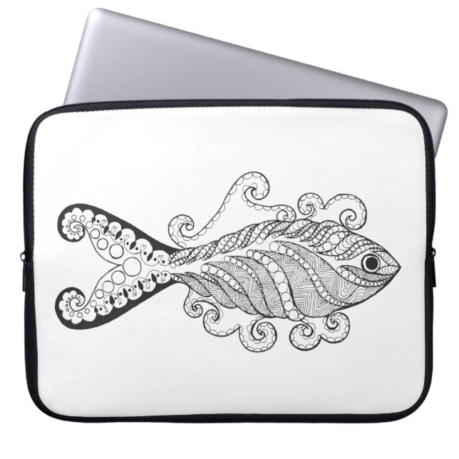 Gestormde vis laptop sleeve (Voorkant)