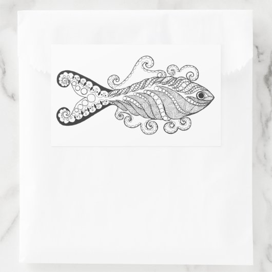 Gestormde vis rechthoekige sticker (Tas)